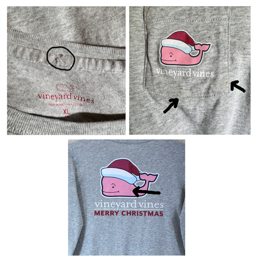 Vineyard Vines T-Shirt Girl XL 16 Gray Long Sleeve 100% Cotton Merry Christmas - Picture 6 of 8